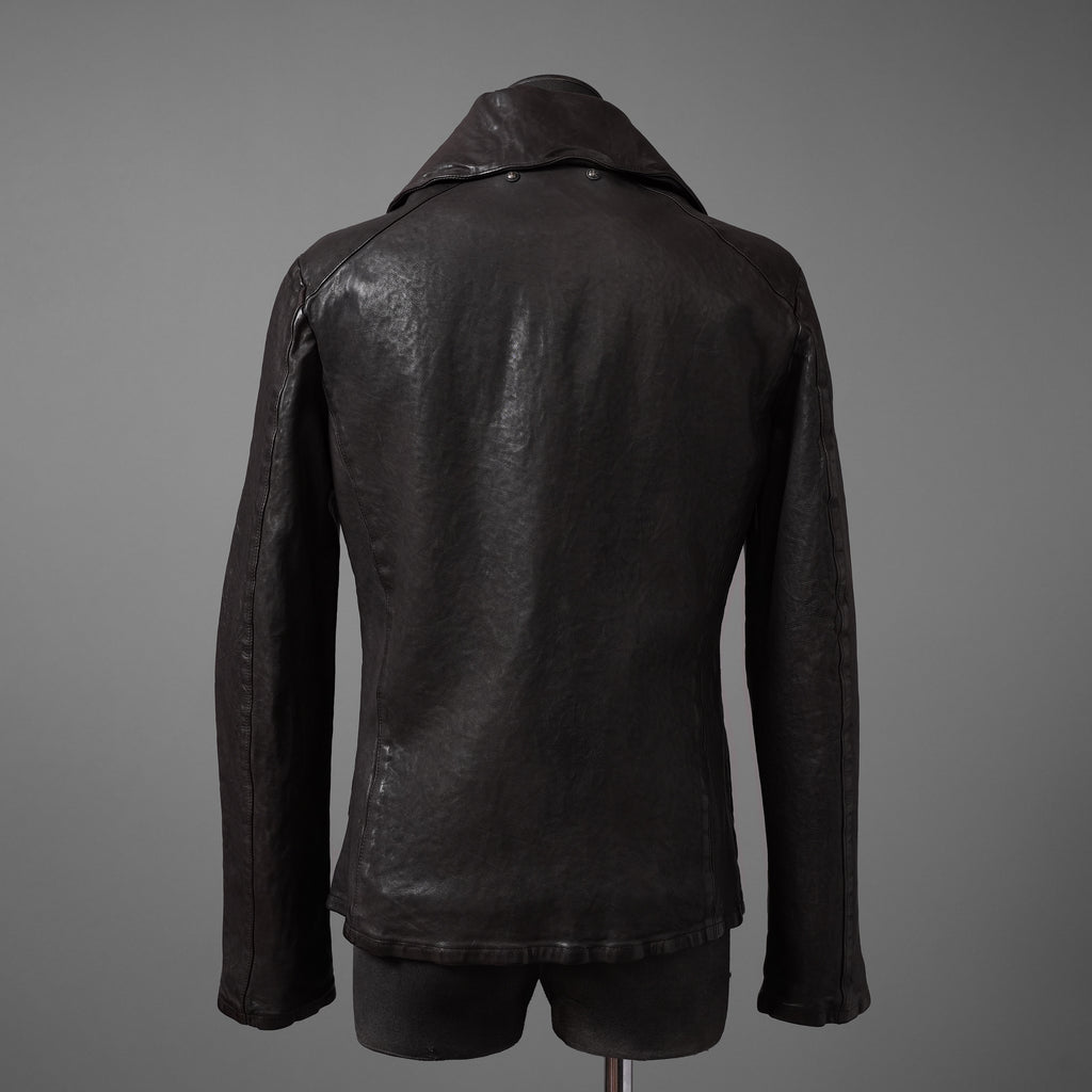 新品 ISAMUKATAYAMA BACKLASH The LINE イサムカタヤマ バックラッシュ / イタリーカーフ 製品染め 襟付きブルゾン T-148 / size M (DARK BROWN)