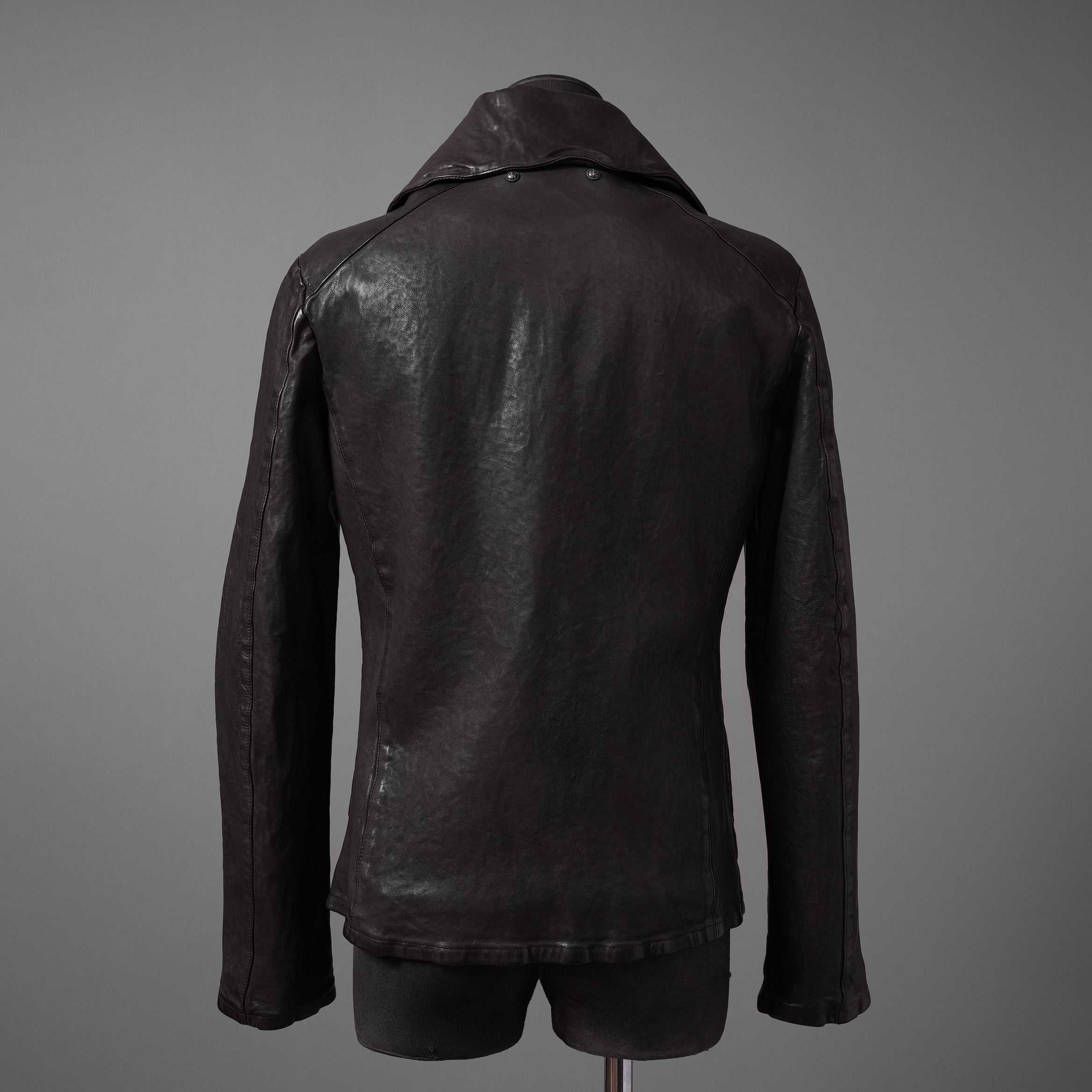 新品 ISAMUKATAYAMA BACKLASH The LINE イサムカタヤマ バックラッシュ / イタリーカーフ 製品染め 襟付きブルゾン T-148 / size M (DARK BROWN)