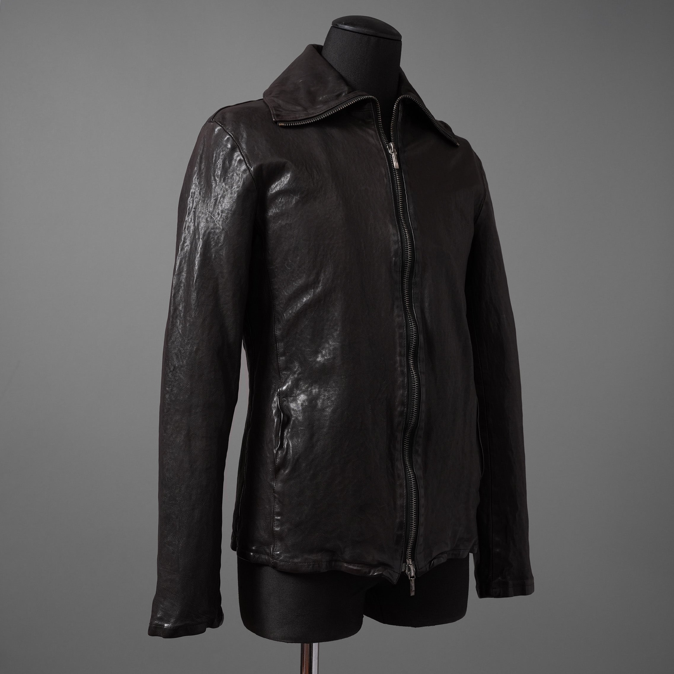 新品 ISAMUKATAYAMA BACKLASH The LINE イサムカタヤマ バックラッシュ / イタリーカーフ 製品染め 襟付きブルゾン T-148 / size M (DARK BROWN)