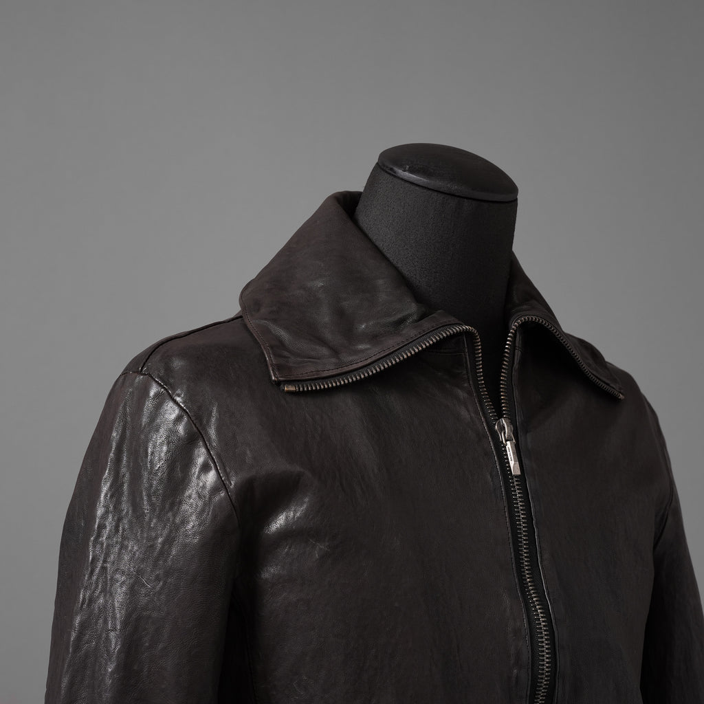 新品 ISAMUKATAYAMA BACKLASH The LINE イサムカタヤマ バックラッシュ / イタリーカーフ 製品染め 襟付きブルゾン T-148 / size M (DARK BROWN)