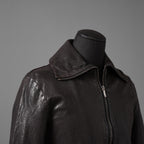 新品 ISAMUKATAYAMA BACKLASH The LINE イサムカタヤマ バックラッシュ / イタリーカーフ 製品染め 襟付きブルゾン T-148 / size M (DARK BROWN)