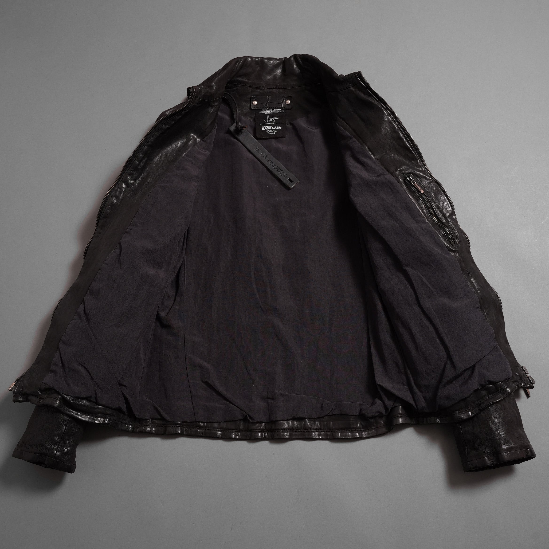 新品 ISAMUKATAYAMA BACKLASH The LINE イサムカタヤマ バックラッシュ / イタリーカーフ 製品染め 襟付きブルゾン T-148 / size M (DARK BROWN)