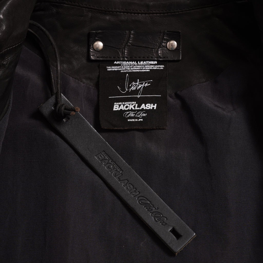 新品 ISAMUKATAYAMA BACKLASH The LINE イサムカタヤマ バックラッシュ / イタリーカーフ 製品染め 襟付きブルゾン T-148 / size M (DARK BROWN)