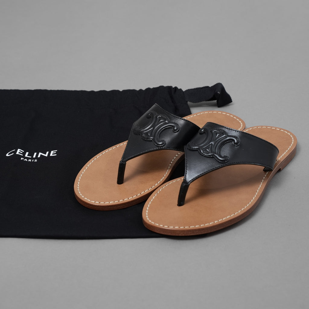CELINE セリーヌ / 22SS トリオンフ レザー カーフスキン フラットサンダル シューズ / RM0222 / size 36 (23cm) BLACK