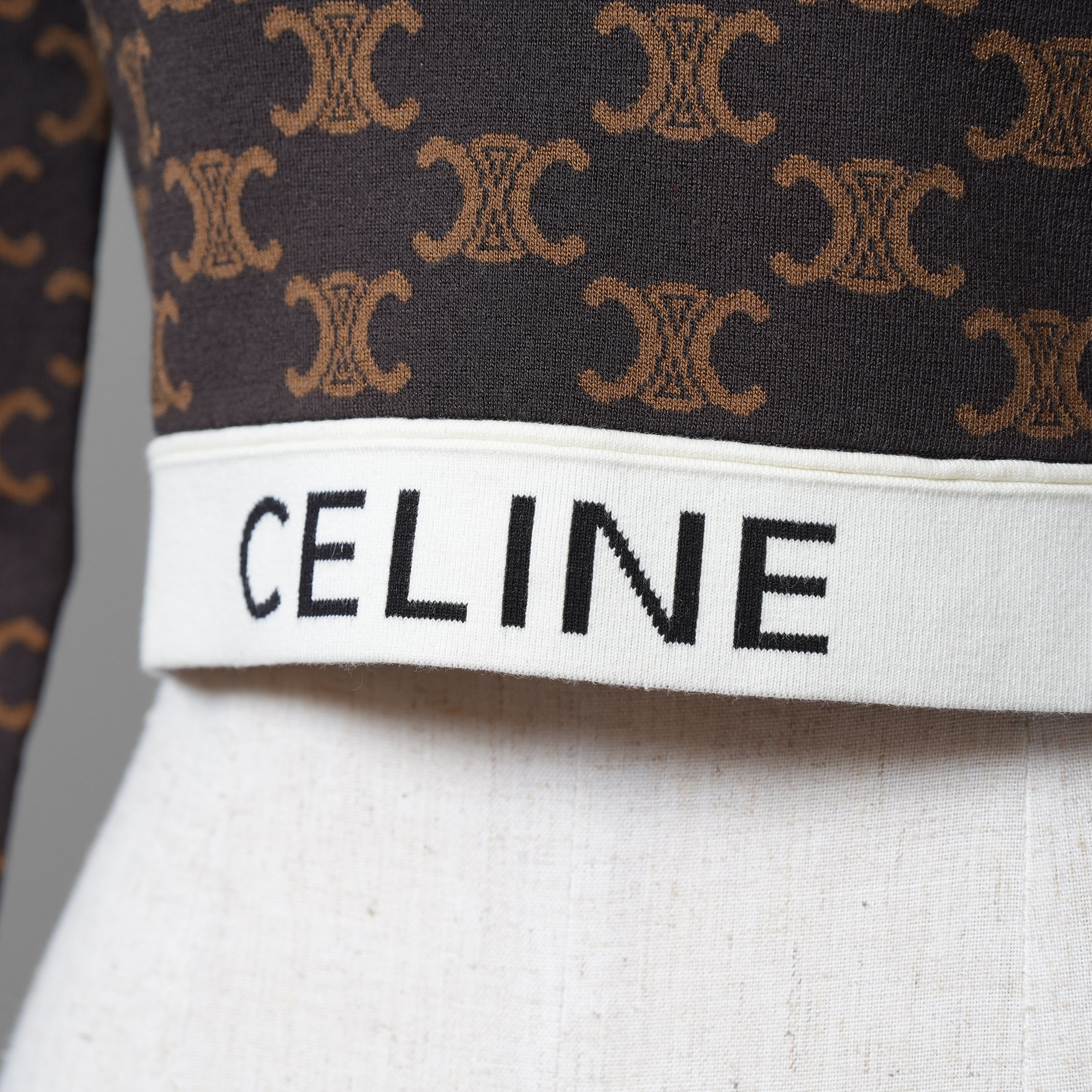 CELINE セリーヌ / 24AW 美品 トリオンフ クロップドトップス / 2AG03916T / size M (BROWN) 長袖Tシャツ