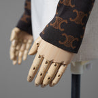 CELINE セリーヌ / 24AW 美品 トリオンフ クロップドトップス / 2AG03916T / size M (BROWN) 長袖Tシャツ