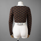 CELINE セリーヌ / 24AW 美品 トリオンフ クロップドトップス / 2AG03916T / size M (BROWN) 長袖Tシャツ