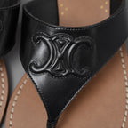 CELINE セリーヌ / 22SS トリオンフ レザー カーフスキン フラットサンダル シューズ / RM0222 / size 36 (23cm) BLACK)