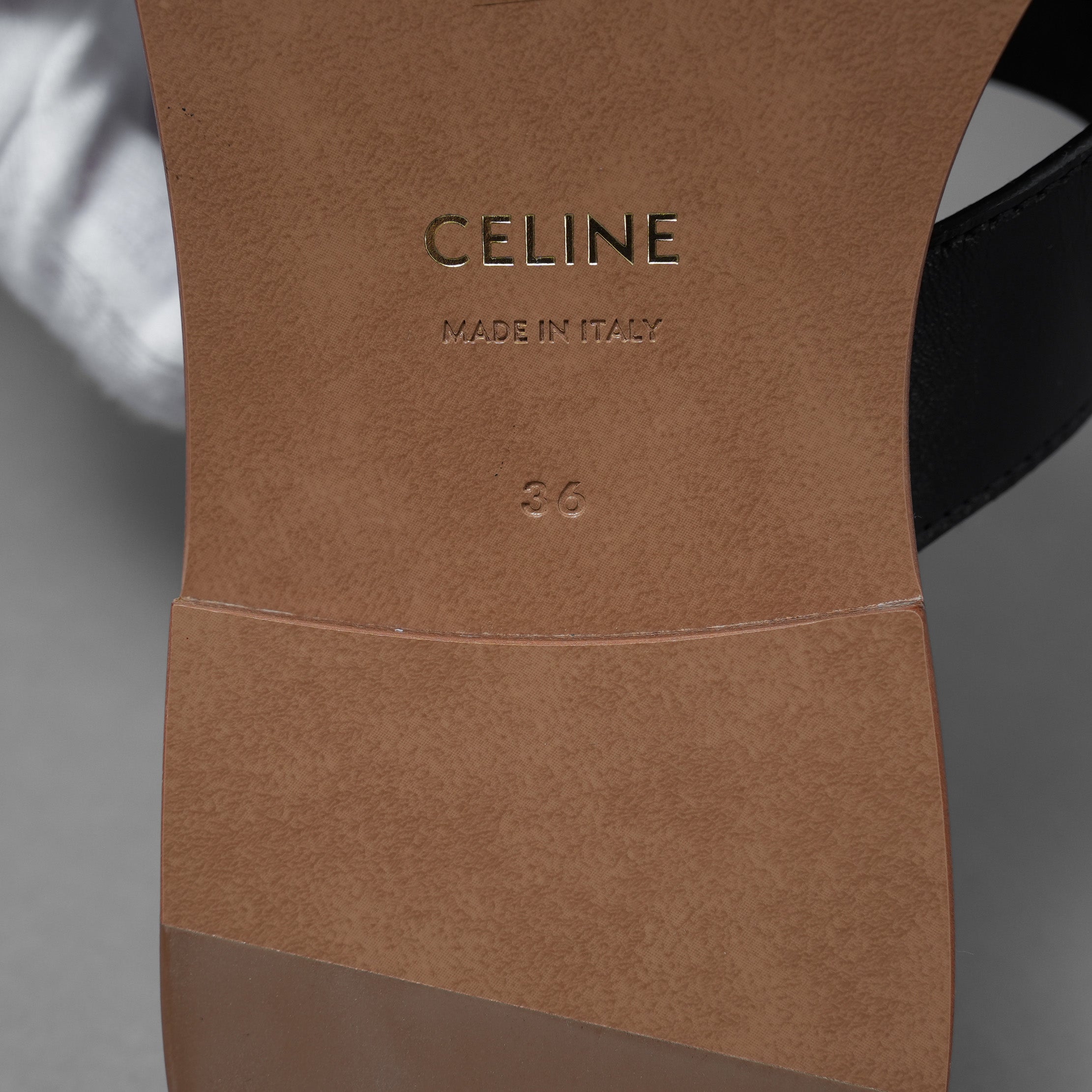 CELINE セリーヌ / 22SS トリオンフ レザー カーフスキン フラットサンダル シューズ / RM0222 / size 36 (23cm) BLACK)