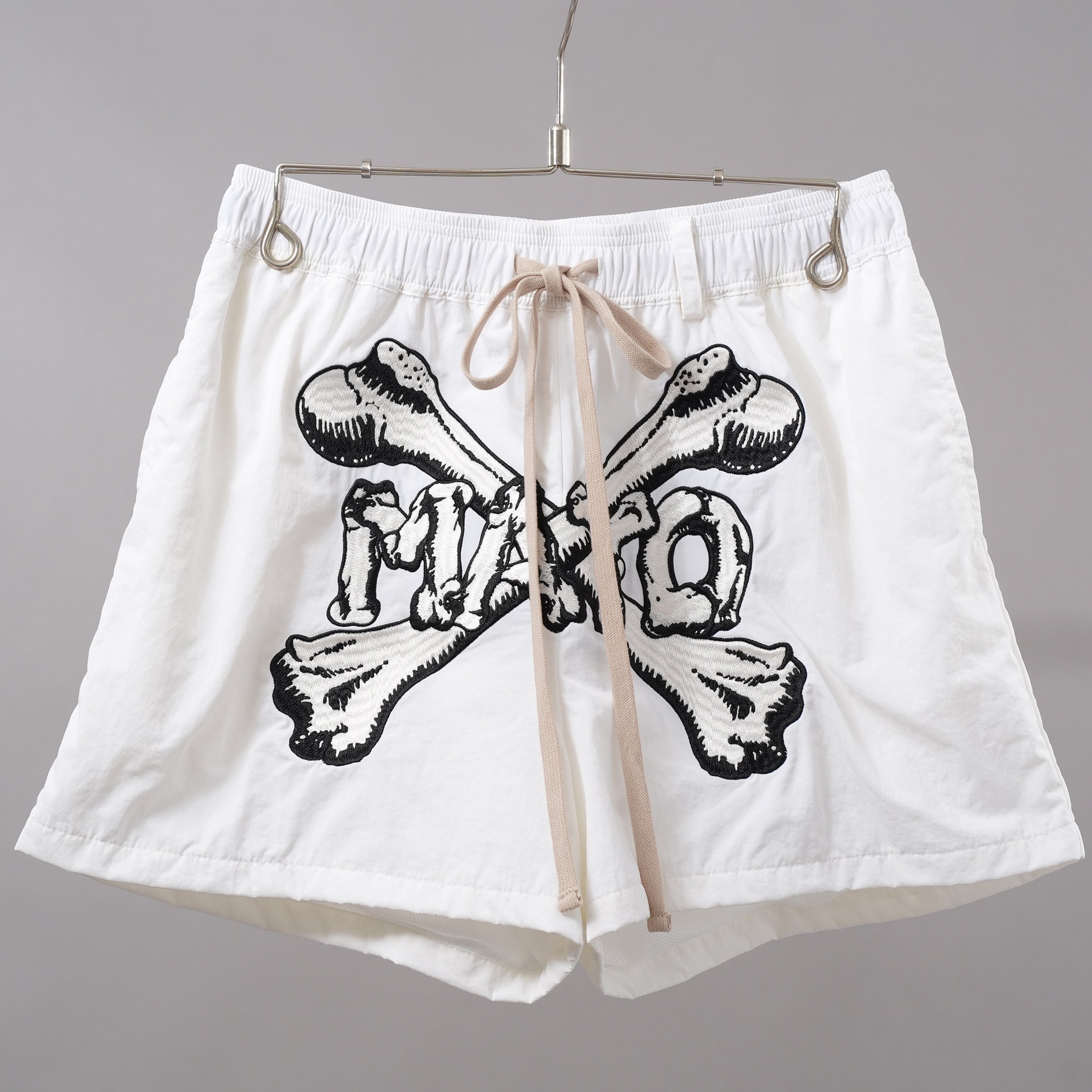 MAYO メイヨー× ROYAL FLASH / 美品 25SS 太田忍コラボ 別注ゲームショーツ Bones Embroidery Shorts パンツ / 25RMY-NYPT000 / size M (WHITE)