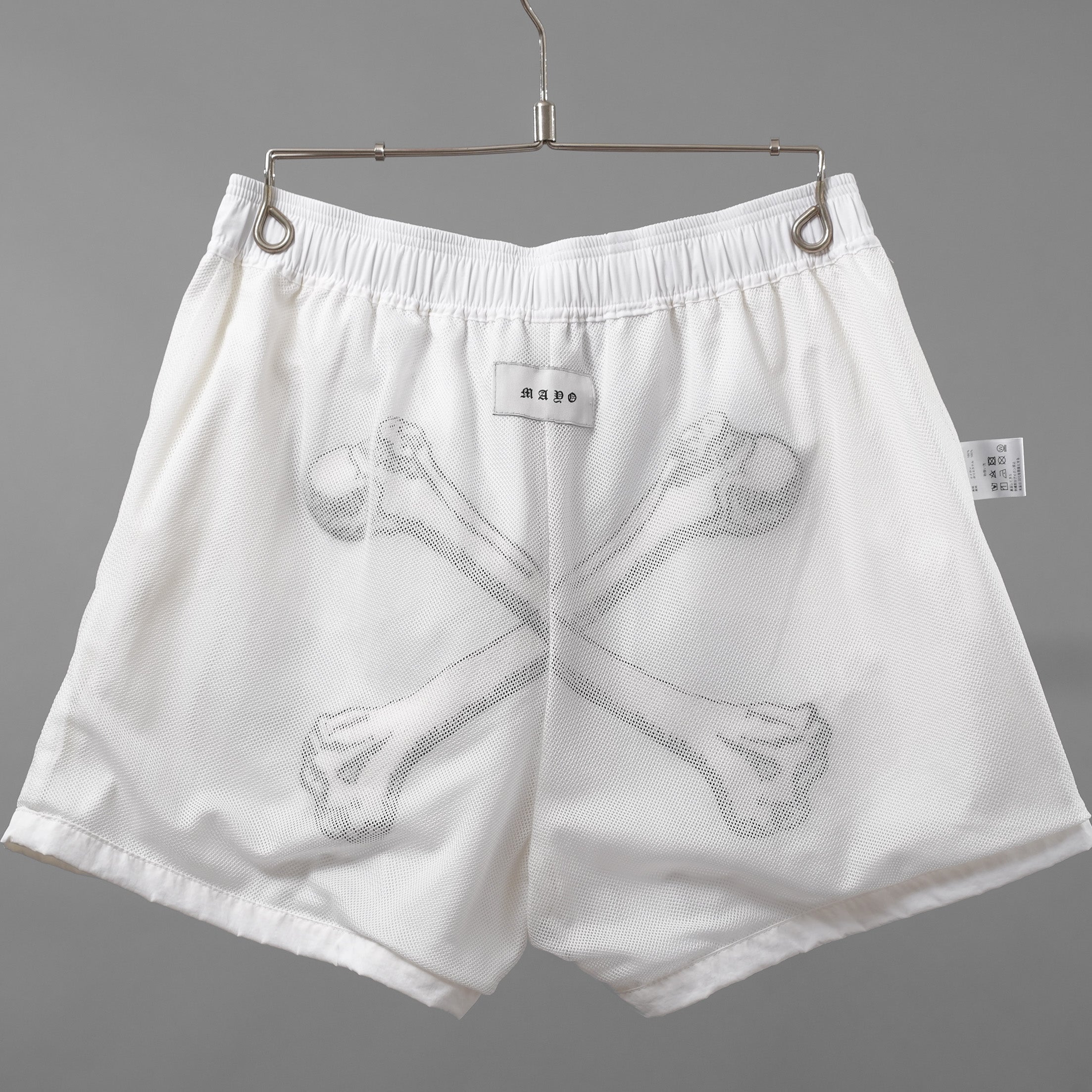 MAYO メイヨー× ROYAL FLASH / 美品 25SS 太田忍コラボ 別注ゲームショーツ Bones Embroidery Shorts パンツ / 25RMY-NYPT000 / size M (WHITE)