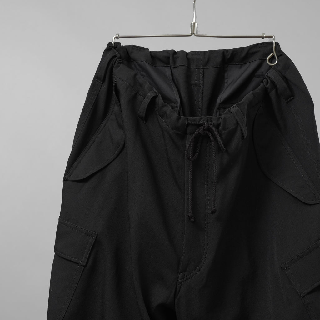 Y's for men ワイズフォーメン / 美品 24AW GABARDINE SIDE TRIPLE STITCH CARGO PANTS シワギャバ 脇3本ステッチ カーゴパンツ / MO-P32-100 / size 3 (BLACK)