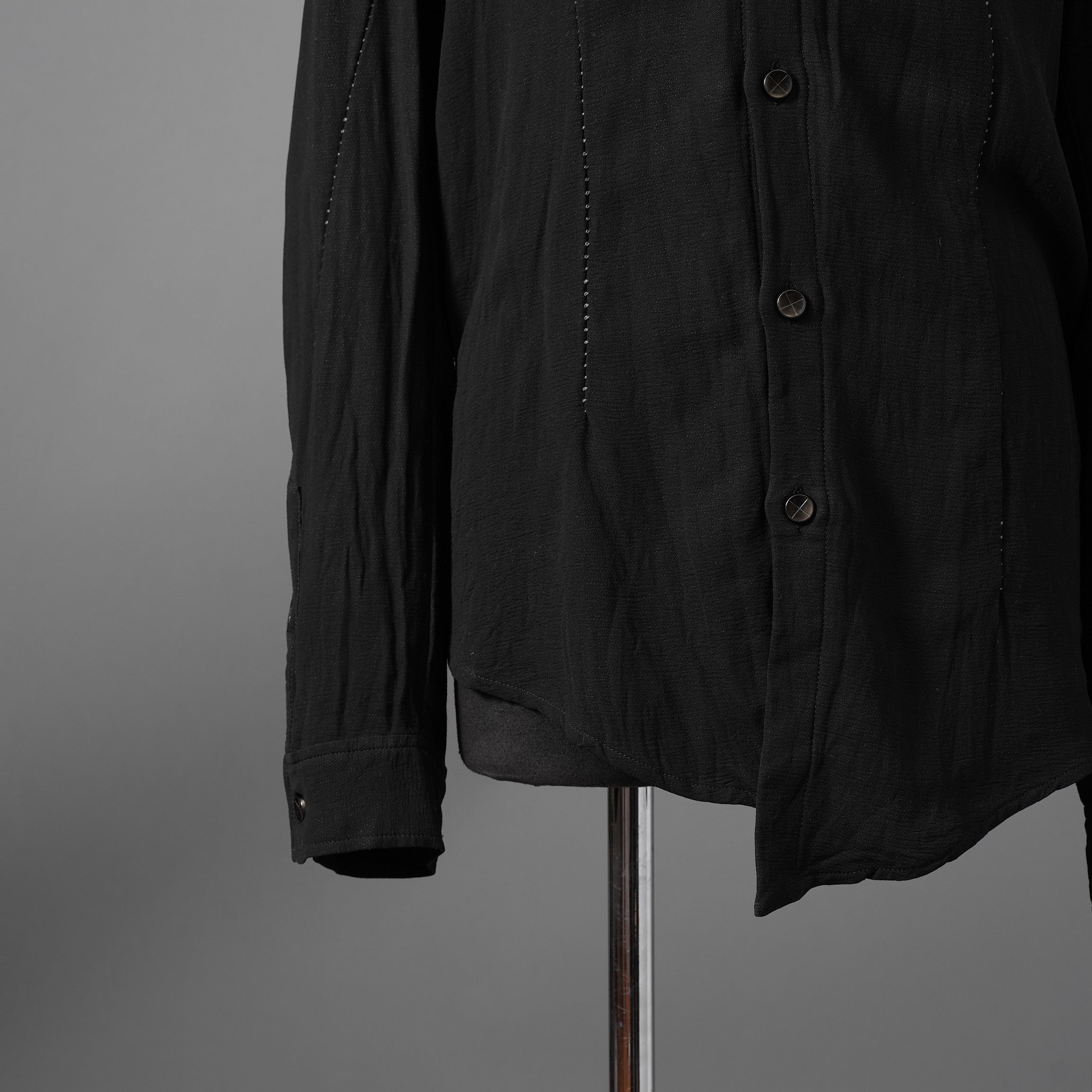 希少 incarnation インカネーション LINEA_F / 18 Pre Fall 美品 WRINKLE PROCESS BUTTON DOWN SHIRT / LI/VI WOVEN / 長袖シャツ / size M (BLACK）