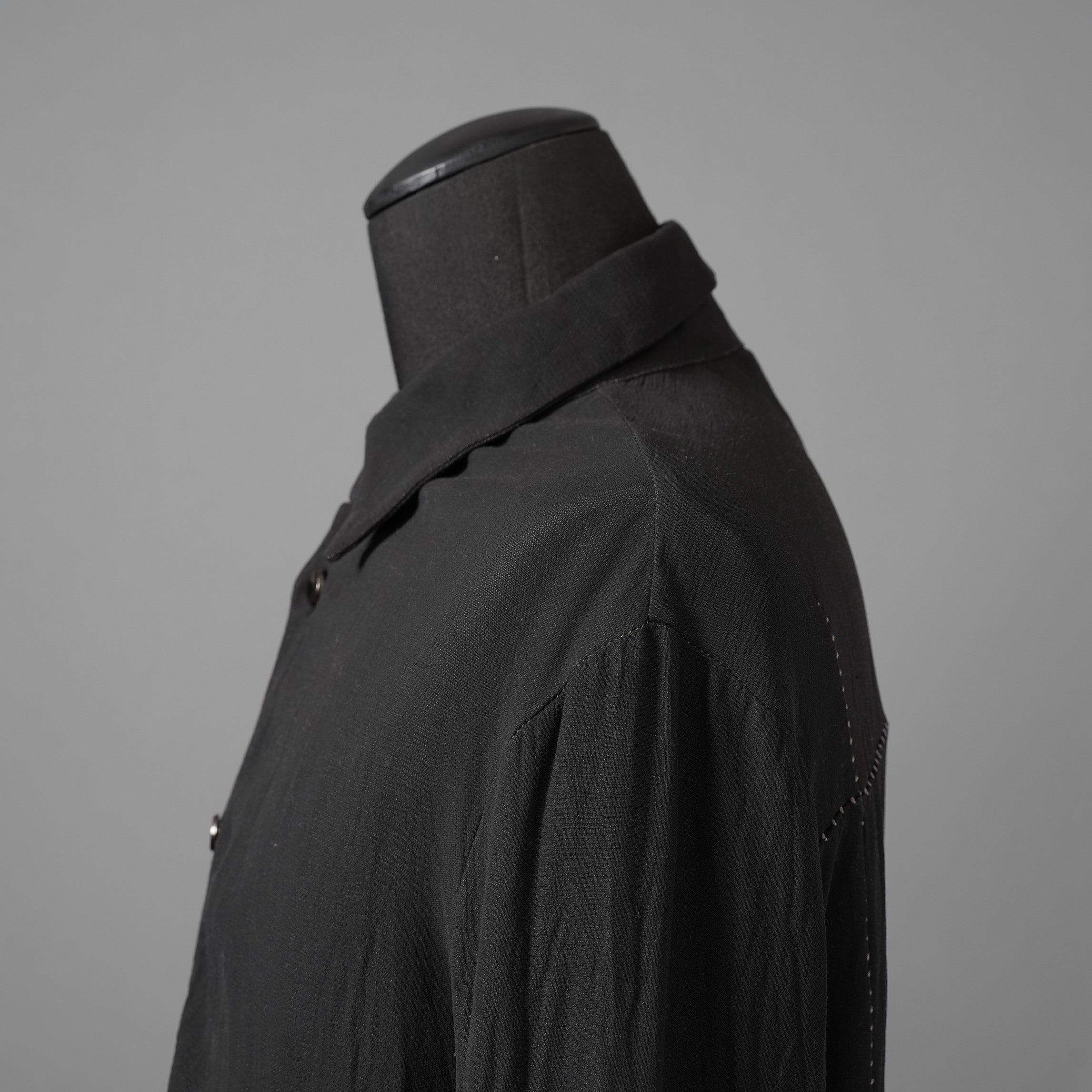 希少 incarnation インカネーション LINEA_F / 18 Pre Fall 美品 WRINKLE PROCESS BUTTON DOWN SHIRT / LI/VI WOVEN / 長袖シャツ / size M (BLACK）