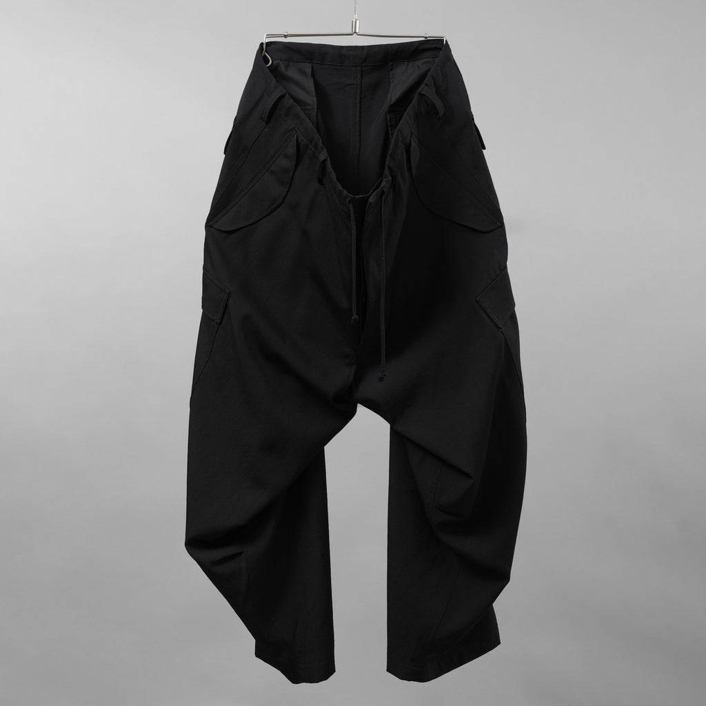 Y's for men ワイズフォーメン / 美品 24AW GABARDINE SIDE TRIPLE STITCH CARGO PANTS シワギャバ 脇3本ステッチ カーゴパンツ / MO-P32-100 / size 3 (BLACK)