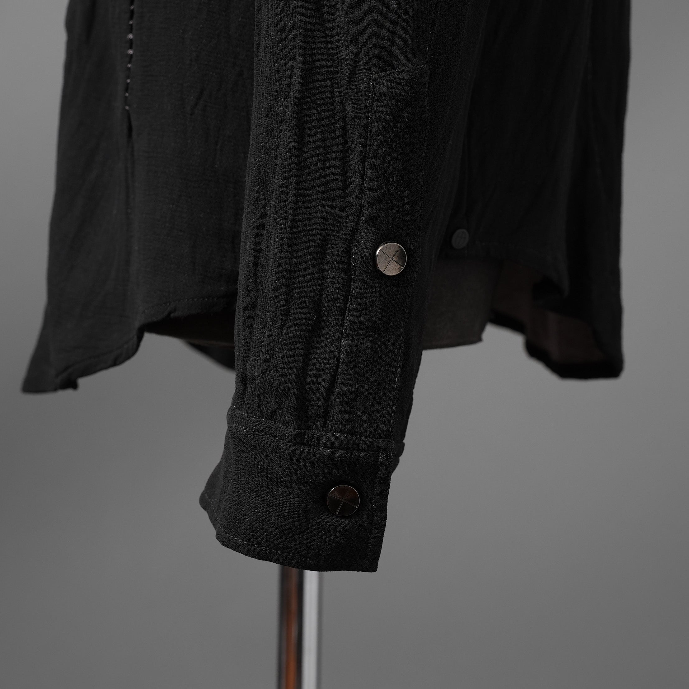 希少 incarnation インカネーション LINEA_F / 18 Pre Fall 美品 WRINKLE PROCESS BUTTON DOWN SHIRT / LI/VI WOVEN / 長袖シャツ / size M (BLACK）