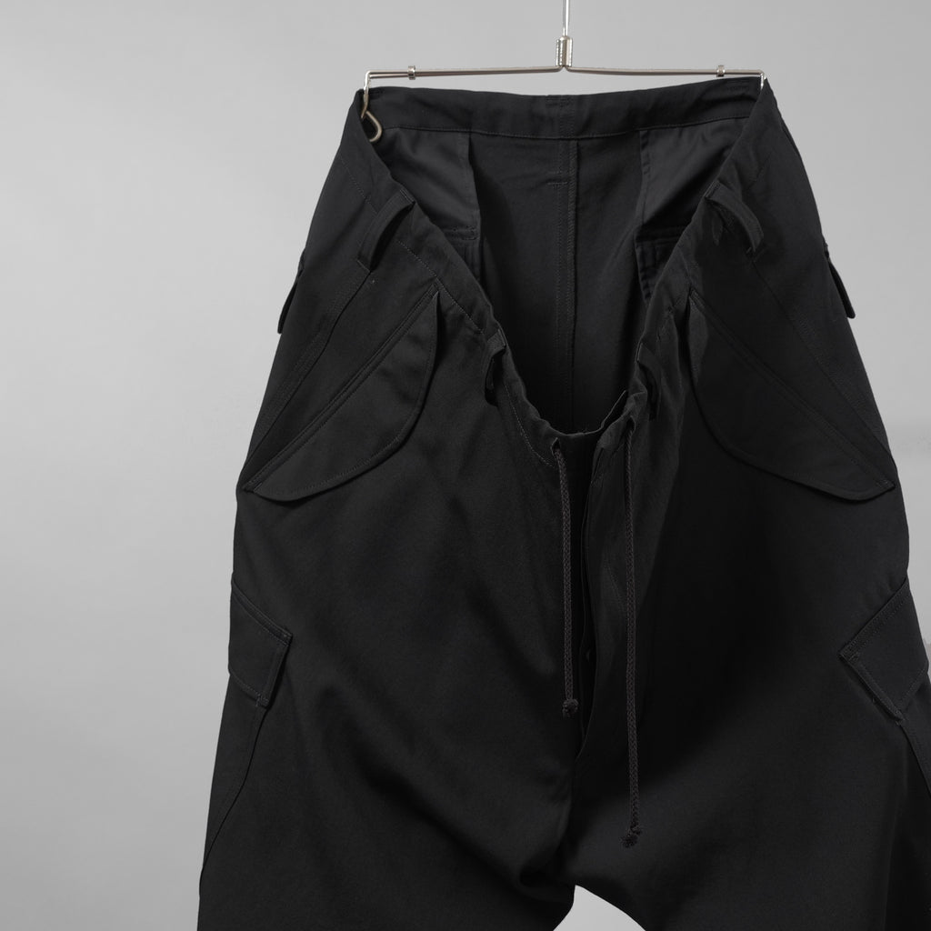 Y's for men ワイズフォーメン / 美品 24AW GABARDINE SIDE TRIPLE STITCH CARGO PANTS シワギャバ 脇3本ステッチ カーゴパンツ / MO-P32-100 / size 3 (BLACK)