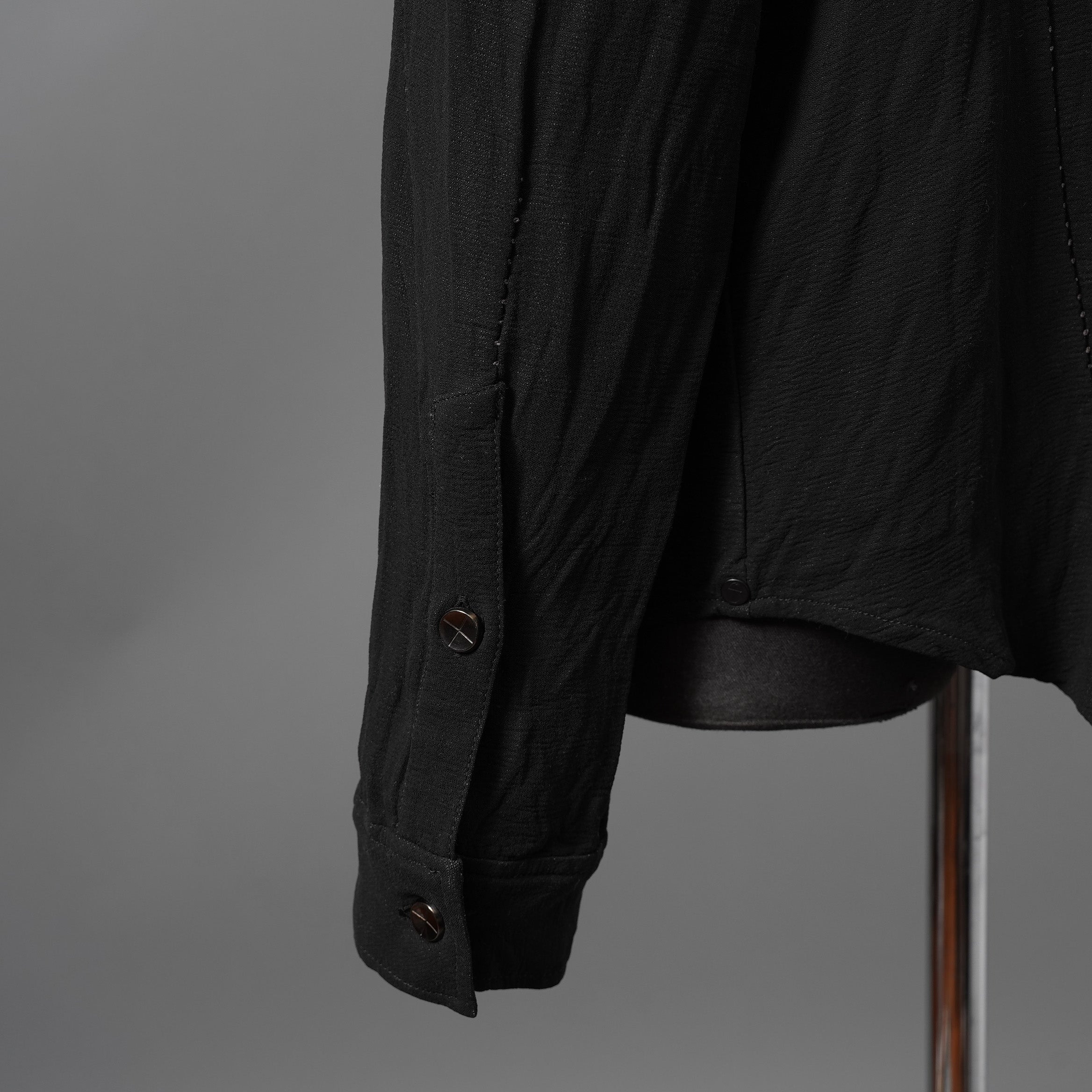 希少 incarnation インカネーション LINEA_F / 18 Pre Fall 美品 WRINKLE PROCESS BUTTON DOWN SHIRT / LI/VI WOVEN / 長袖シャツ / size M (BLACK）