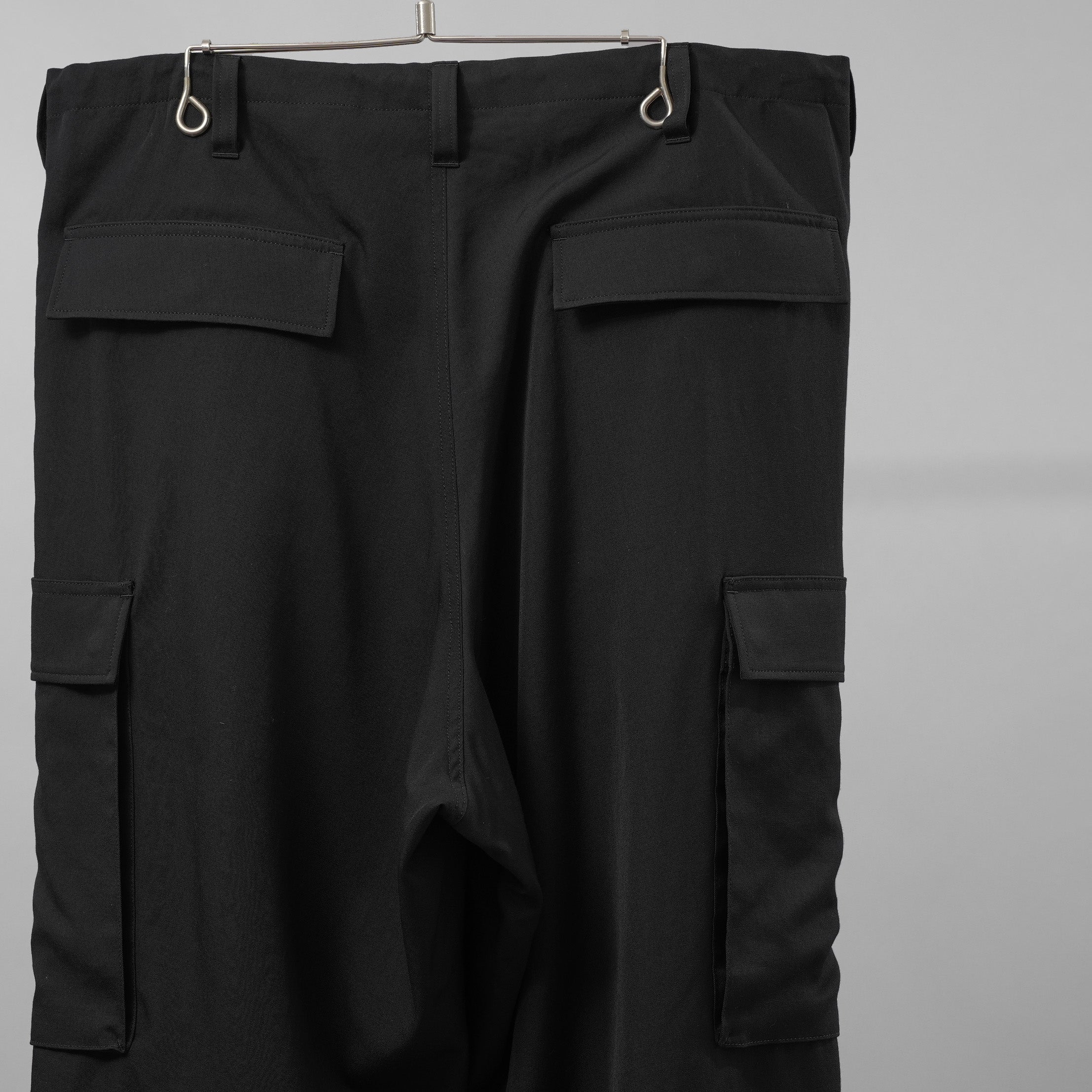 Y's for men ワイズフォーメン / 美品 24AW GABARDINE SIDE TRIPLE STITCH CARGO PANTS シワギャバ 脇3本ステッチ カーゴパンツ / MO-P32-100 / size 3 (BLACK)