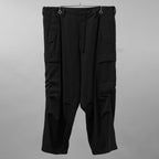 Y's for men ワイズフォーメン / 美品 24AW GABARDINE SIDE TRIPLE STITCH CARGO PANTS シワギャバ 脇3本ステッチ カーゴパンツ / MO-P32-100 / size 3 (BLACK)