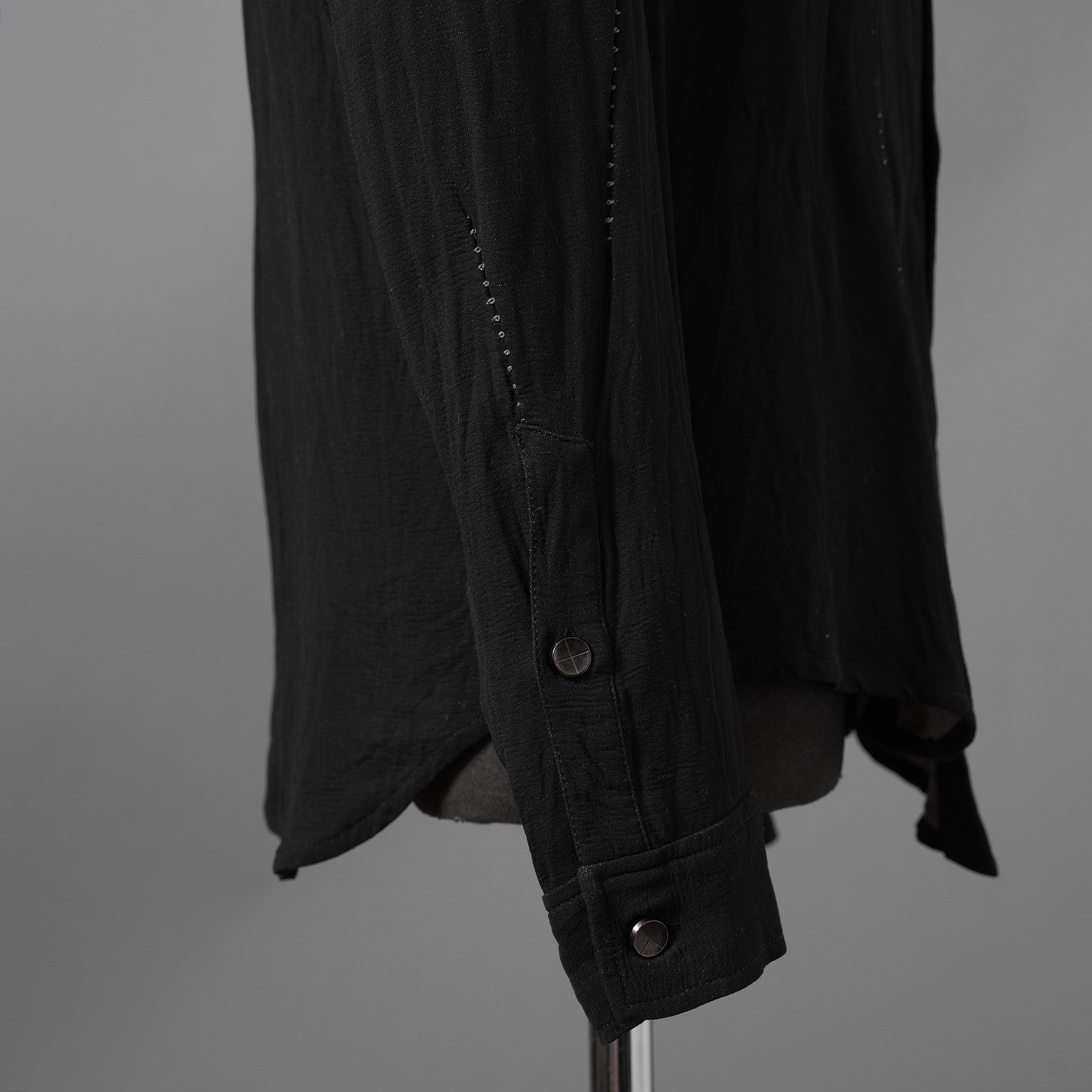 希少 incarnation インカネーション LINEA_F / 18 Pre Fall 美品 WRINKLE PROCESS BUTTON DOWN SHIRT / LI/VI WOVEN / 長袖シャツ / size M (BLACK）