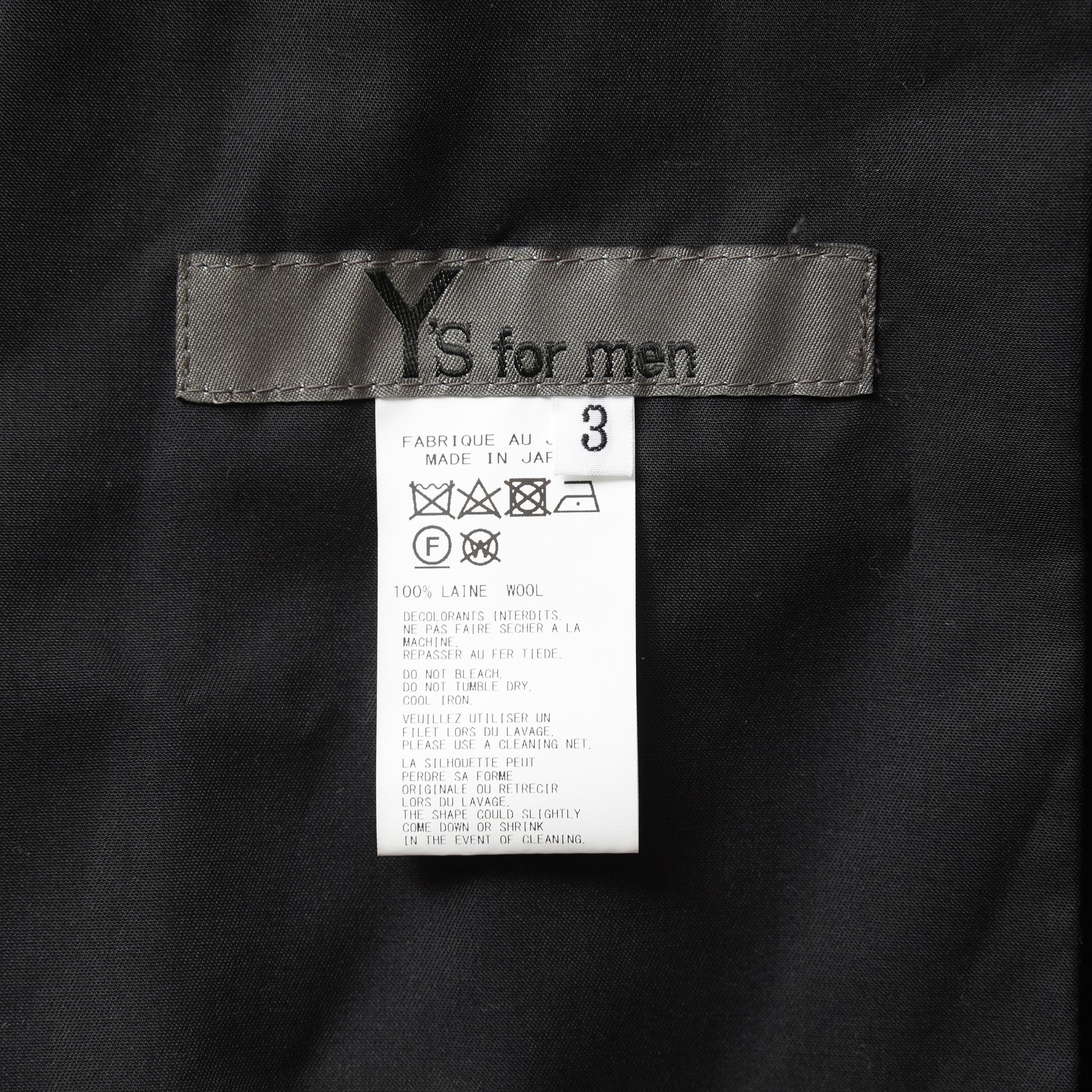 Y's for men ワイズフォーメン / 美品 24AW GABARDINE SIDE TRIPLE STITCH CARGO PANTS シワギャバ 脇3本ステッチ カーゴパンツ / MO-P32-100 / size 3 (BLACK)