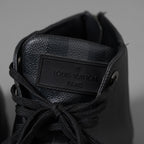LOUIS VUITTON ルイヴィトン / 2016年モデル ラインアップライン ブラックレザー&ダミエ グラフィット ハイカットスニーカー / MS0196 /size 6.5 (25.5cm) BLACK