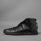 LOUIS VUITTON ルイヴィトン / 2016年モデル ラインアップライン ブラックレザー&ダミエ グラフィット ハイカットスニーカー / MS0196 /size 6.5 (25.5cm) BLACK