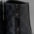 LOUIS VUITTON ルイヴィトン / 2016年モデル ラインアップライン ブラックレザー&ダミエ グラフィット ハイカットスニーカー / MS0196 /size 6.5 (25.5cm) BLACK