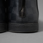 LOUIS VUITTON ルイヴィトン / 2016年モデル ラインアップライン ブラックレザー&ダミエ グラフィット ハイカットスニーカー / MS0196 /size 6.5 (25.5cm) BLACK