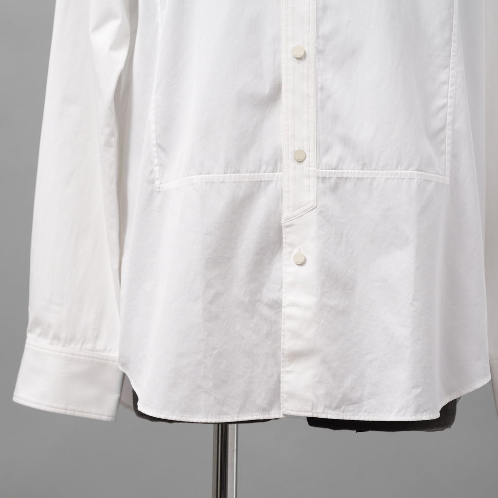 IRENISA イレニサ / 24SS FRONT PANEL SHIRT WITH LEATHER TAB 長袖シャツ / IH-24SS-B027-IM / size 3 (WHITE)