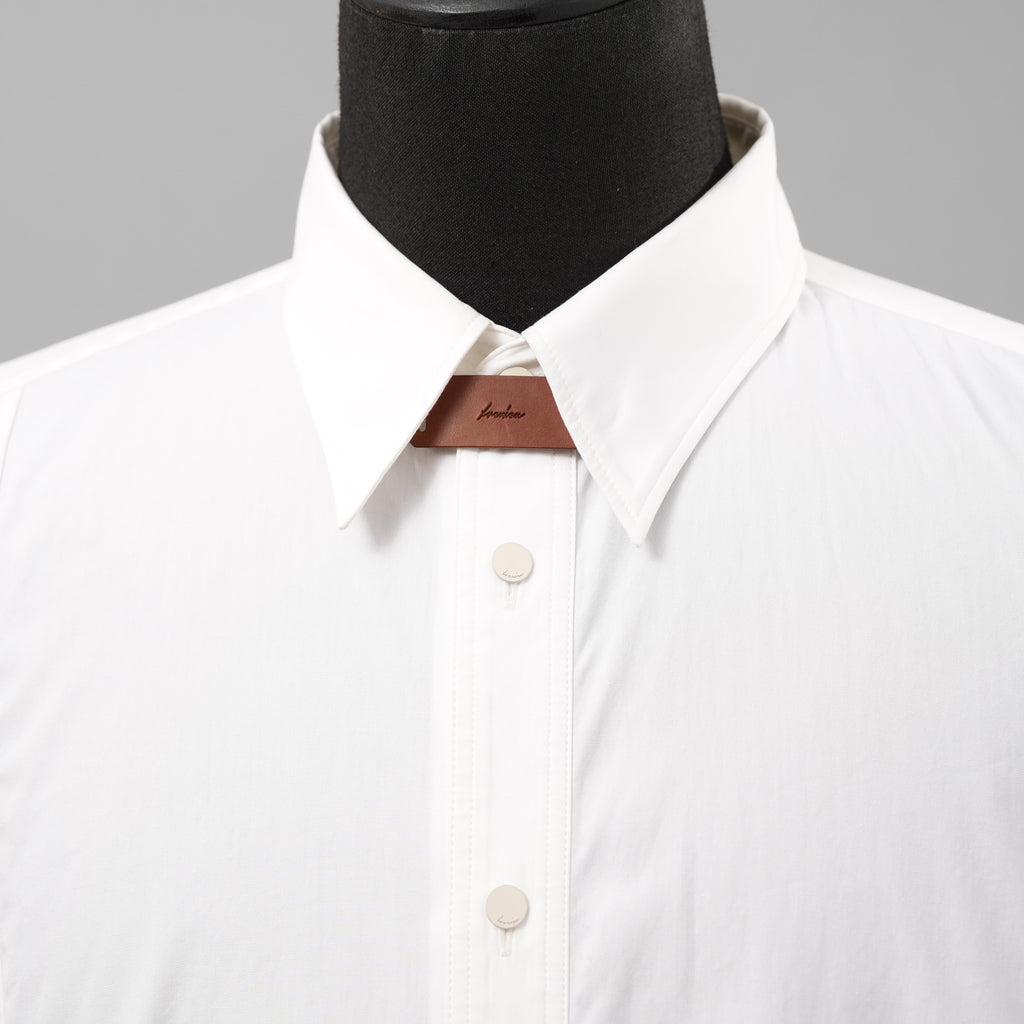 IRENISA イレニサ / 24SS FRONT PANEL SHIRT WITH LEATHER TAB 長袖シャツ / IH-24SS-B027-IM / size 3 (WHITE)