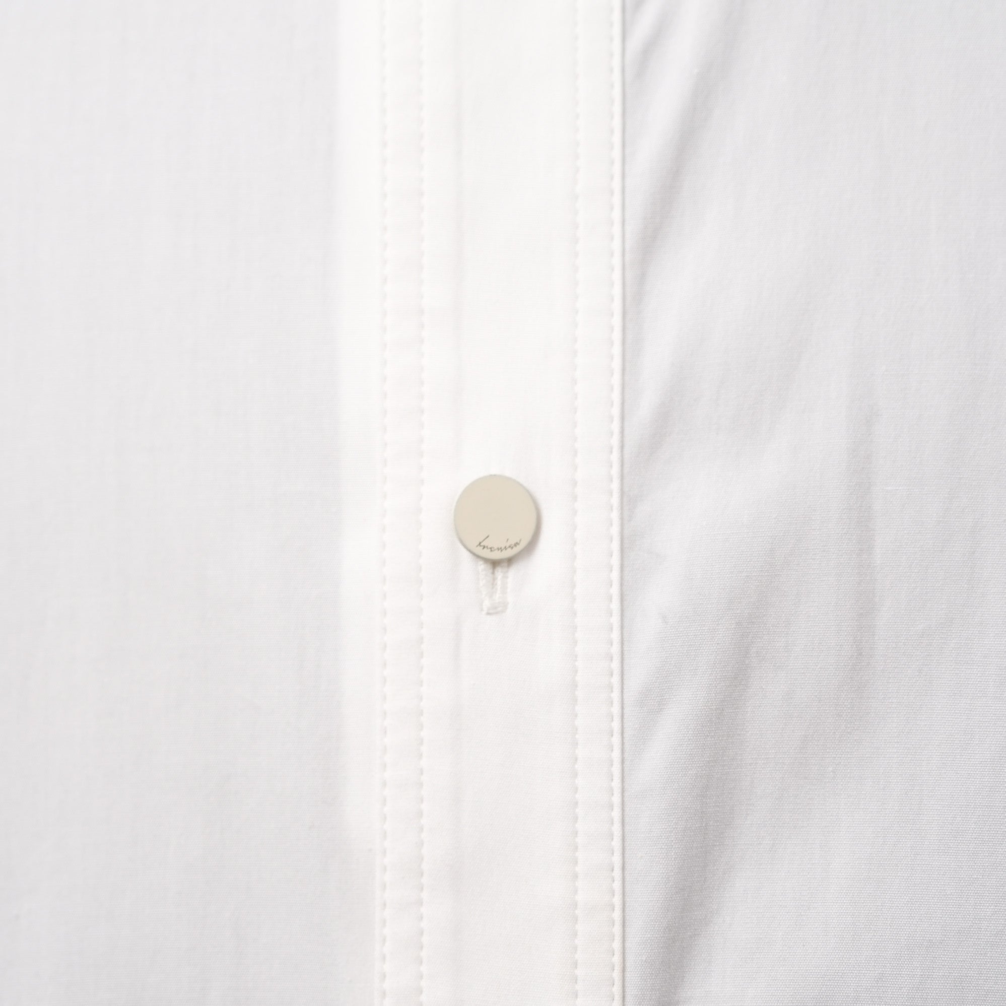 IRENISA イレニサ / 24SS FRONT PANEL SHIRT WITH LEATHER TAB 長袖シャツ / IH-24SS-B027-IM / size 3 (WHITE)