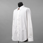 IRENISA イレニサ / 24SS FRONT PANEL SHIRT WITH LEATHER TAB 長袖シャツ / IH-24SS-B027-IM / size 3 (WHITE)