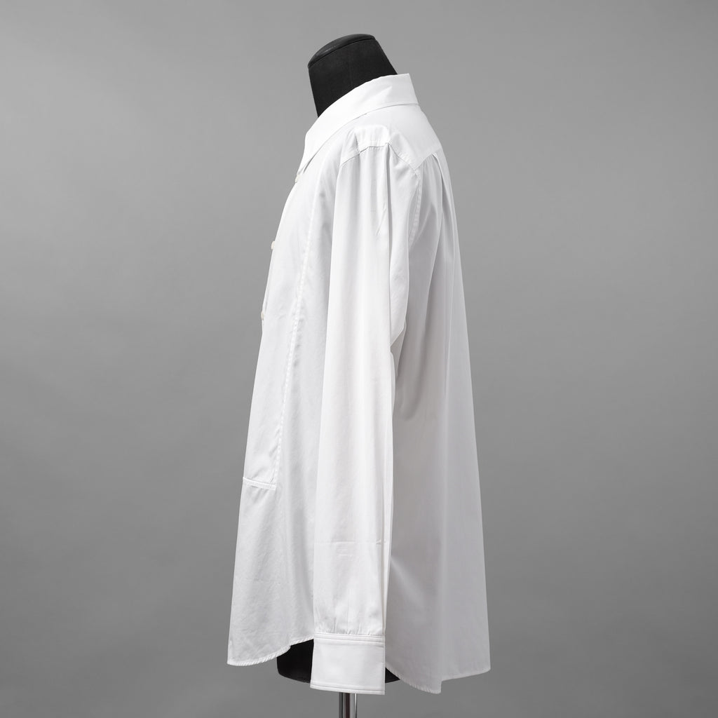 IRENISA イレニサ / 24SS FRONT PANEL SHIRT WITH LEATHER TAB 長袖シャツ / IH-24SS-B027-IM / size 3 (WHITE)