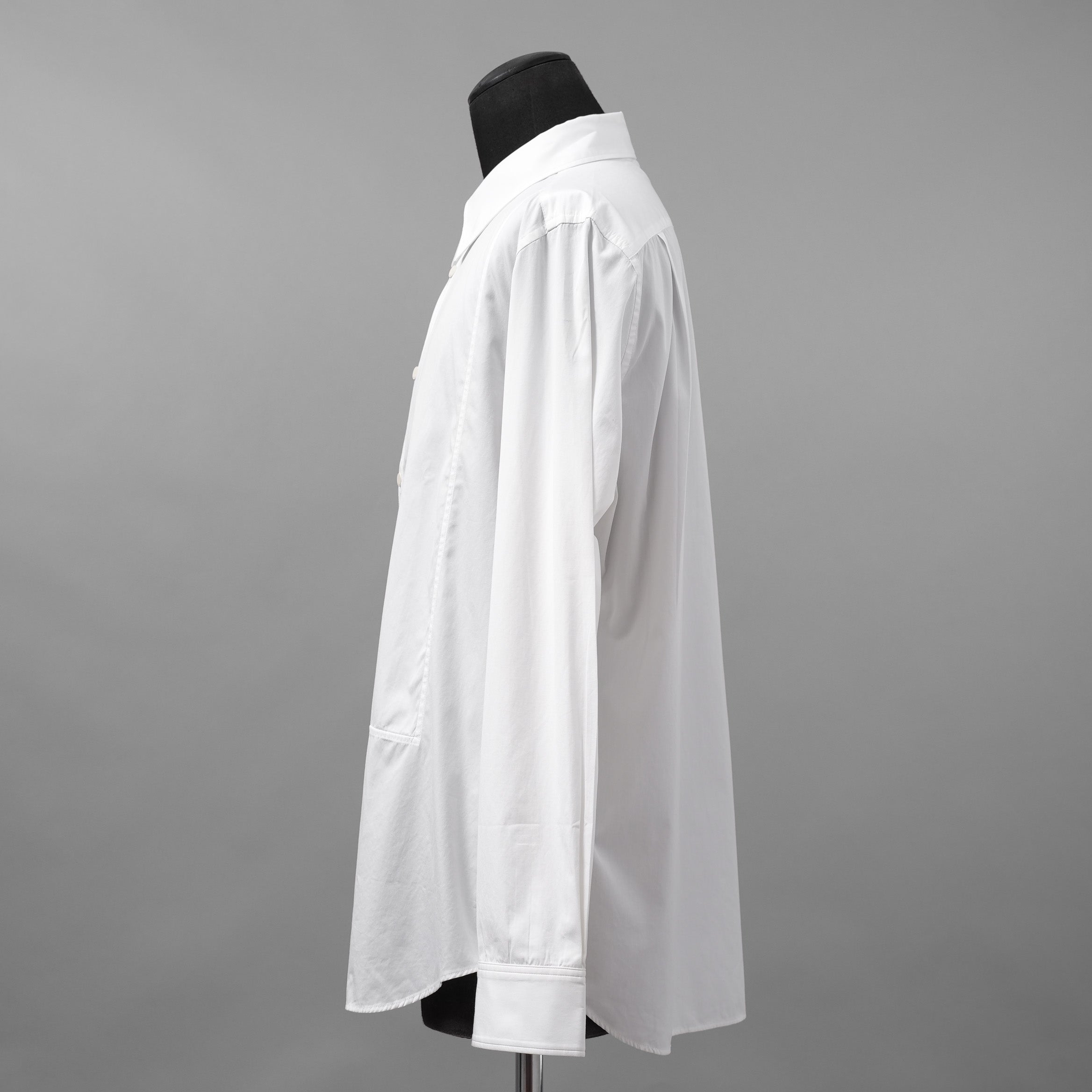 IRENISA イレニサ / 24SS FRONT PANEL SHIRT WITH LEATHER TAB 長袖シャツ / IH-24SS-B027-IM / size 3 (WHITE)