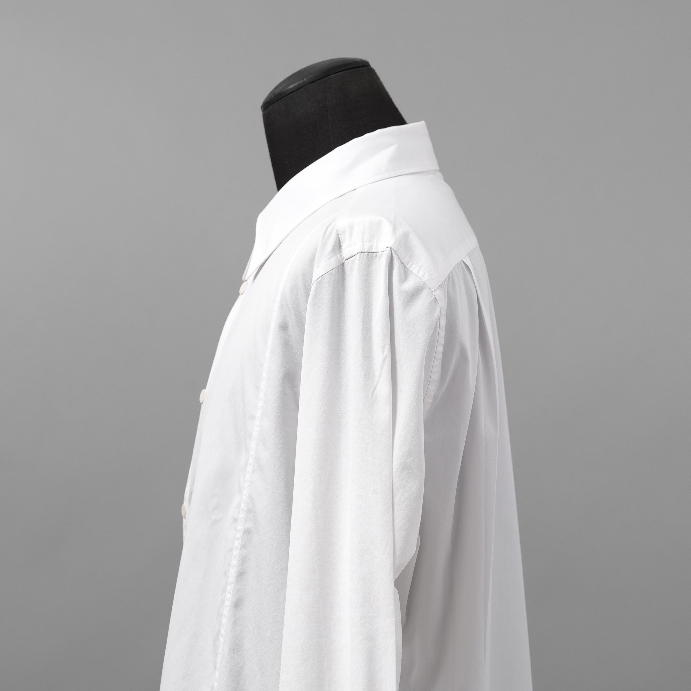 IRENISA イレニサ / 24SS FRONT PANEL SHIRT WITH LEATHER TAB 長袖シャツ / IH-24SS-B027-IM / size 3 (WHITE)