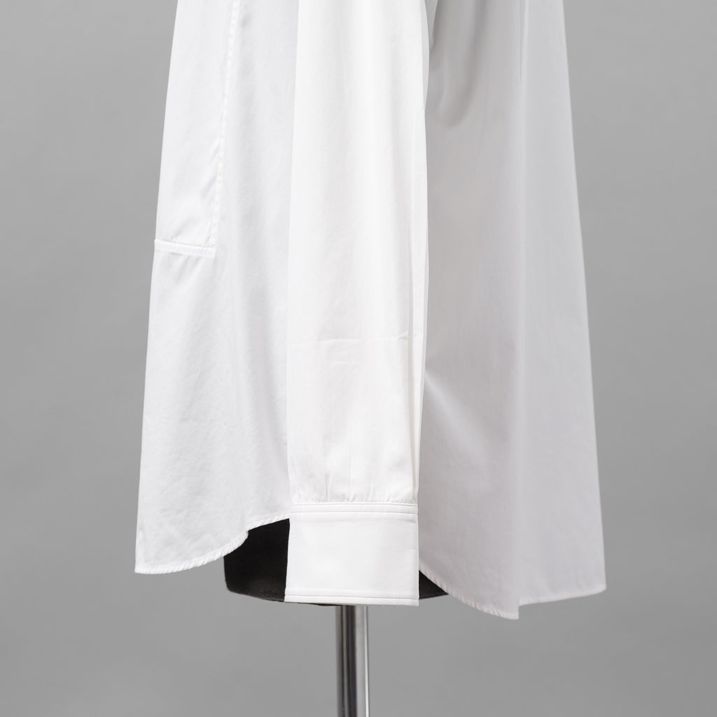 IRENISA イレニサ / 24SS FRONT PANEL SHIRT WITH LEATHER TAB 長袖シャツ / IH-24SS-B027-IM / size 3 (WHITE)
