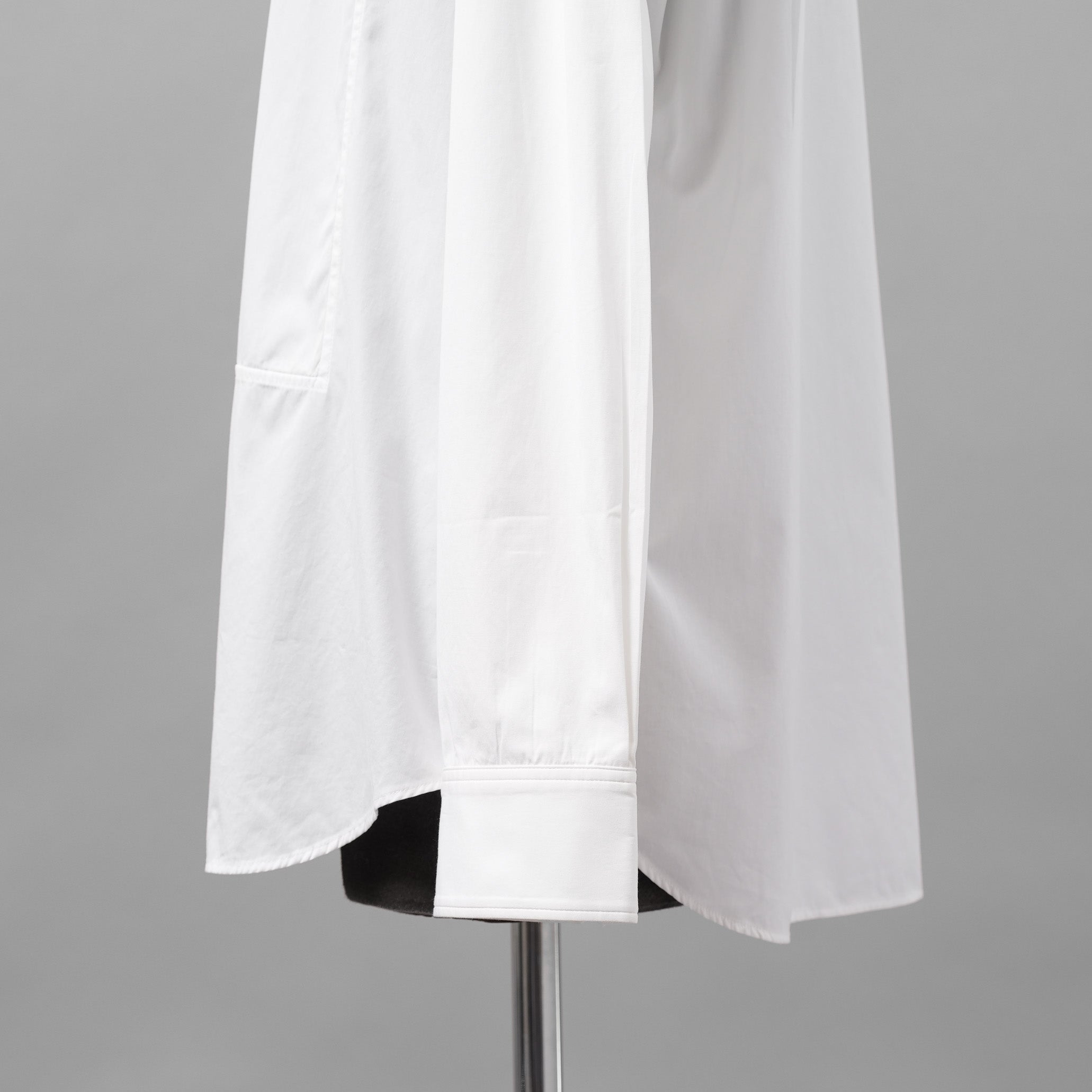 IRENISA イレニサ / 24SS FRONT PANEL SHIRT WITH LEATHER TAB 長袖シャツ / IH-24SS-B027-IM / size 3 (WHITE)