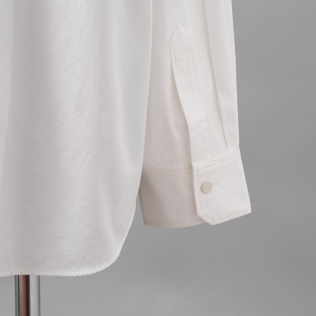 IRENISA イレニサ / 24SS FRONT PANEL SHIRT WITH LEATHER TAB 長袖シャツ / IH-24SS-B027-IM / size 3 (WHITE)