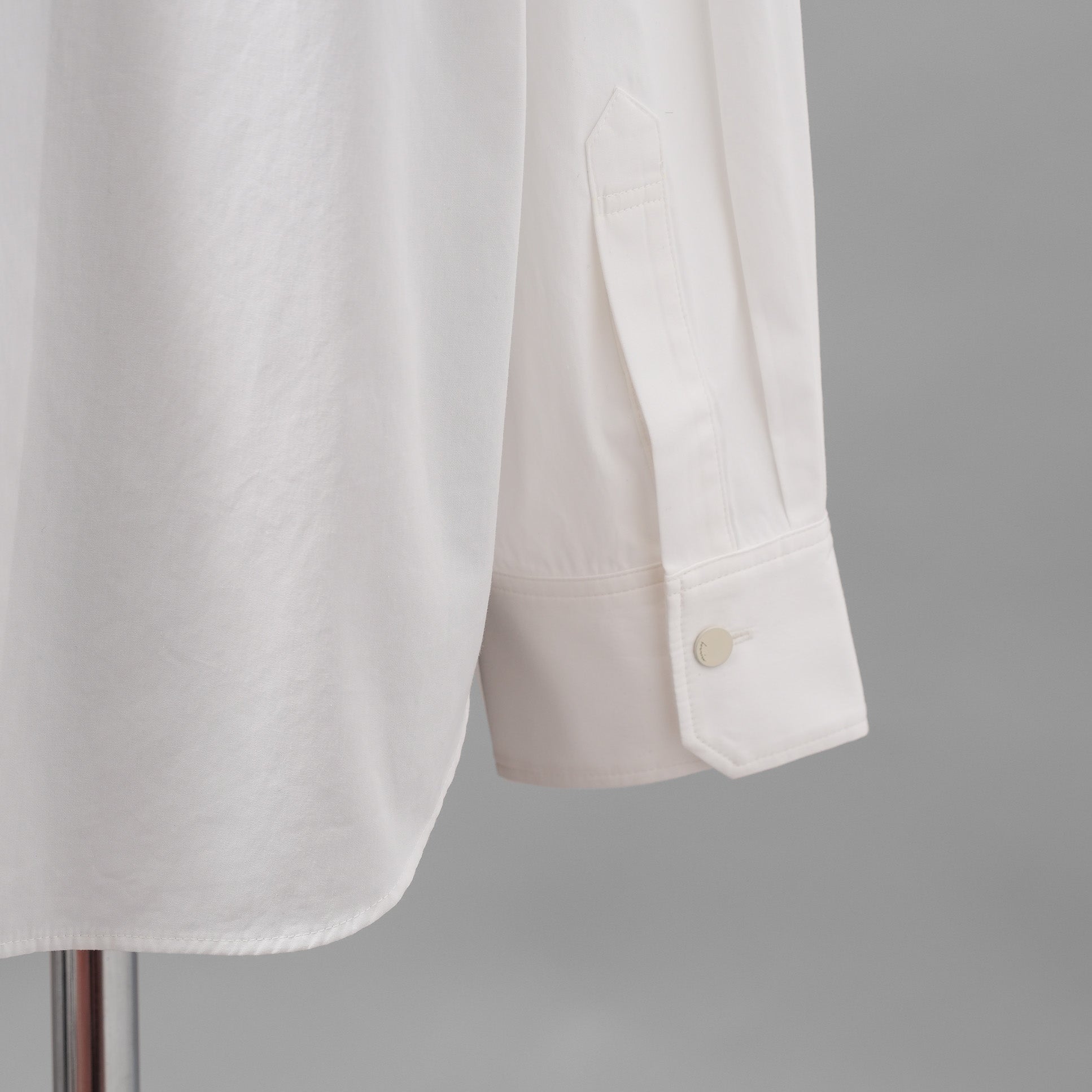 IRENISA イレニサ / 24SS FRONT PANEL SHIRT WITH LEATHER TAB 長袖シャツ / IH-24SS-B027-IM / size 3 (WHITE)