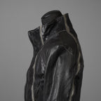 incarnation インカネーション / 22SS 美品 HORSE LEATHER HIGH NECK ZIP BLOUSON W ELASTIC LINED /size S (BLACK)