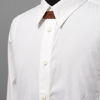 IRENISA イレニサ / 24SS FRONT PANEL SHIRT WITH LEATHER TAB 長袖シャツ / IH-24SS-B027-IM / size 3 (WHITE)