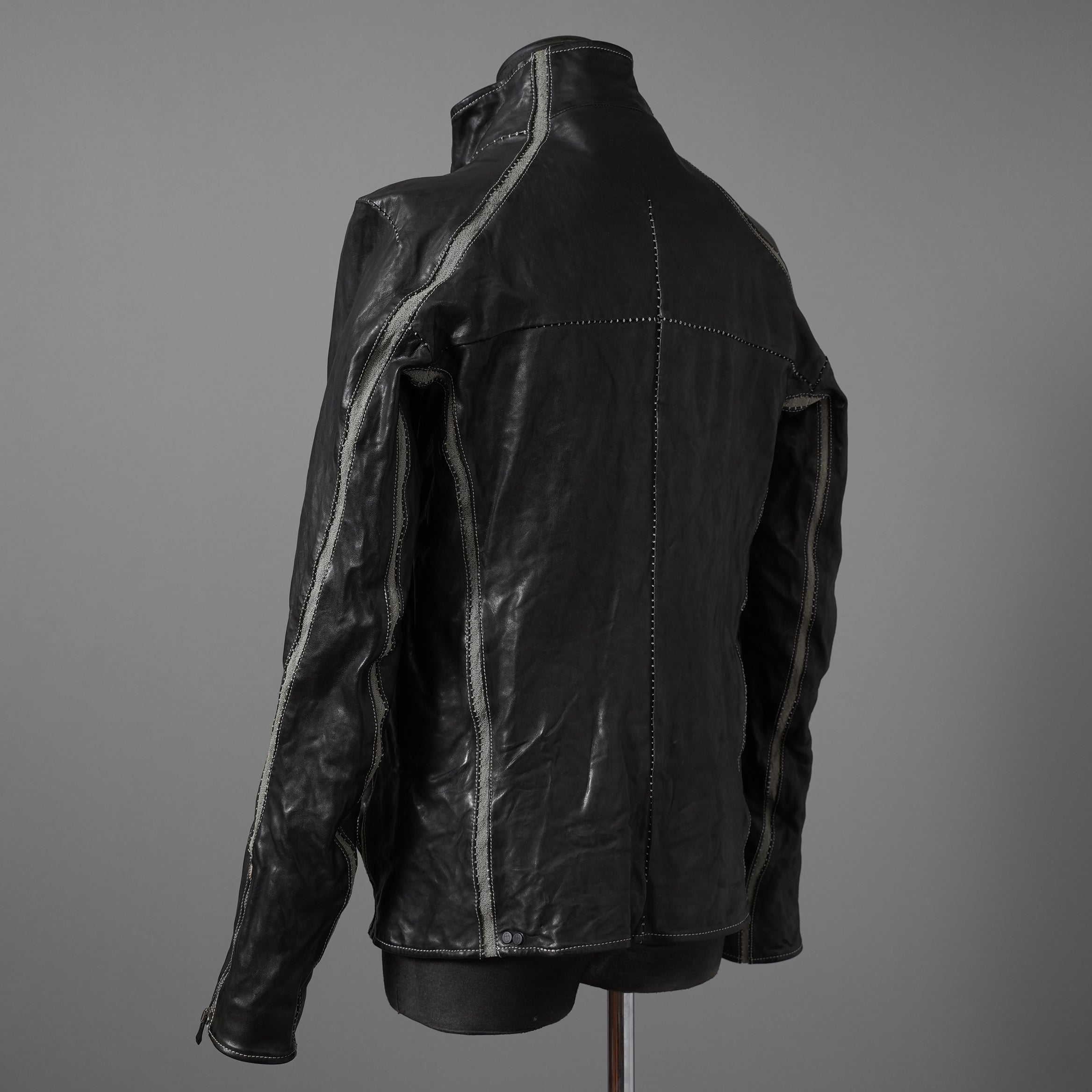 incarnation インカネーション / 22SS 美品 HORSE LEATHER HIGH NECK ZIP BLOUSON W ELASTIC LINED /size S (BLACK)