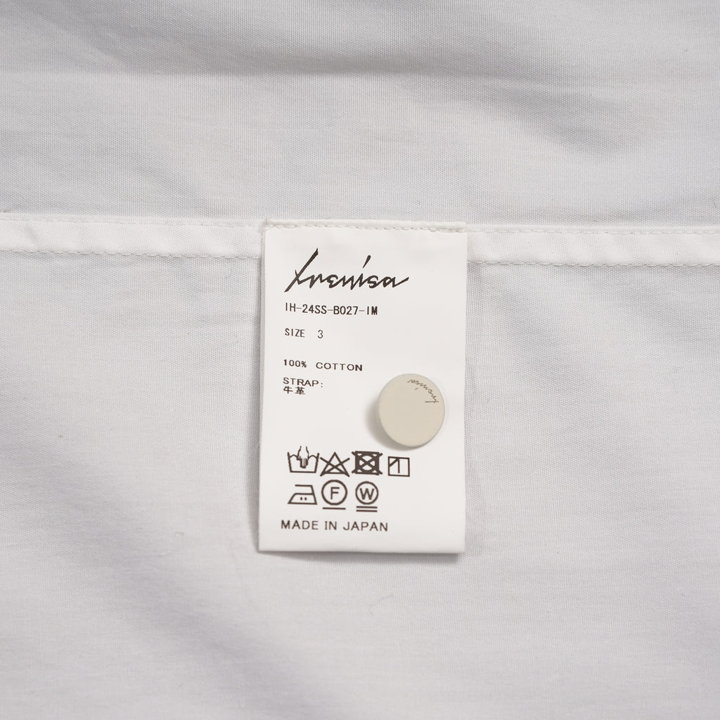 IRENISA イレニサ / 24SS FRONT PANEL SHIRT WITH LEATHER TAB 長袖シャツ / IH-24SS-B027-IM / size 3 (WHITE)
