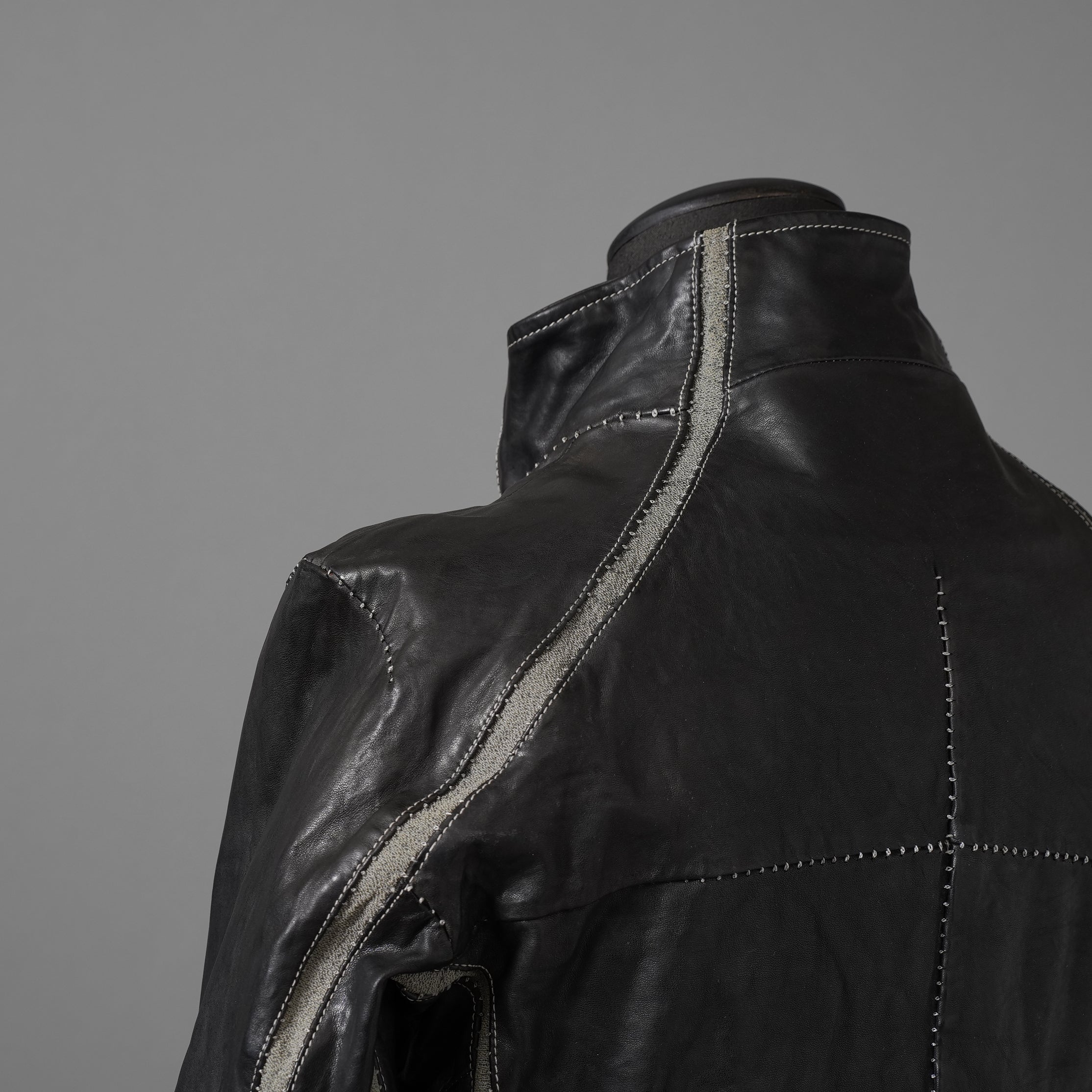 incarnation インカネーション / 22SS 美品 HORSE LEATHER HIGH NECK ZIP BLOUSON W ELASTIC LINED /size S (BLACK)