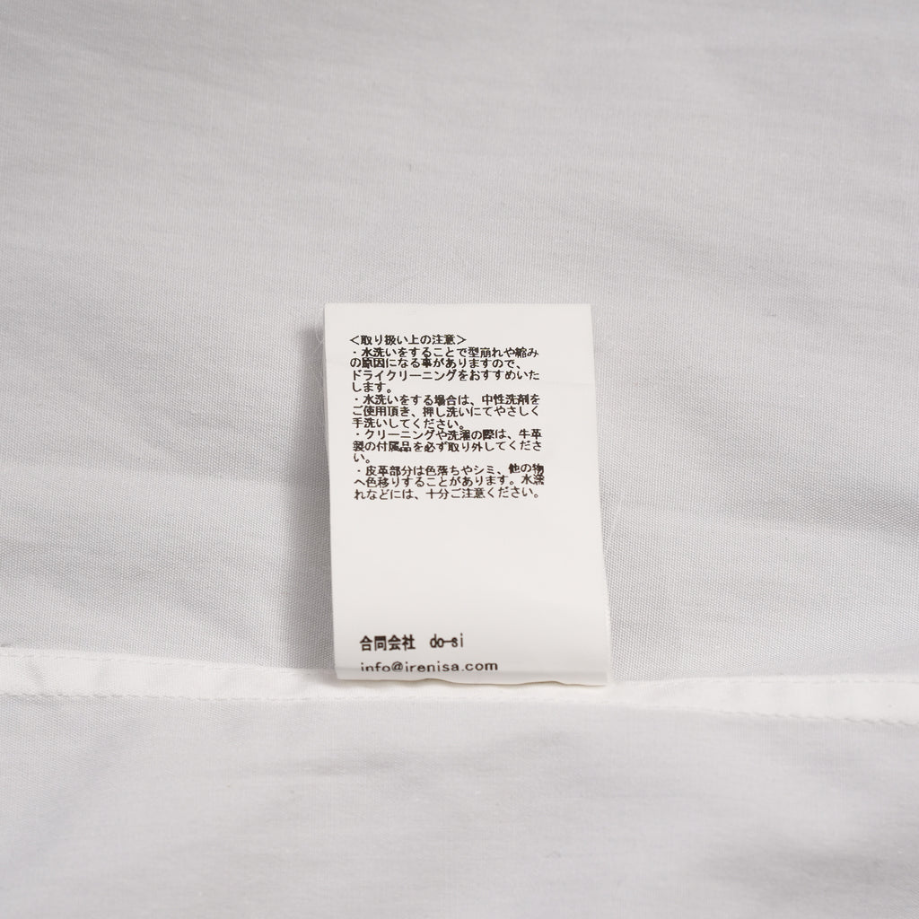 IRENISA イレニサ / 24SS FRONT PANEL SHIRT WITH LEATHER TAB 長袖シャツ / IH-24SS-B027-IM / size 3 (WHITE)