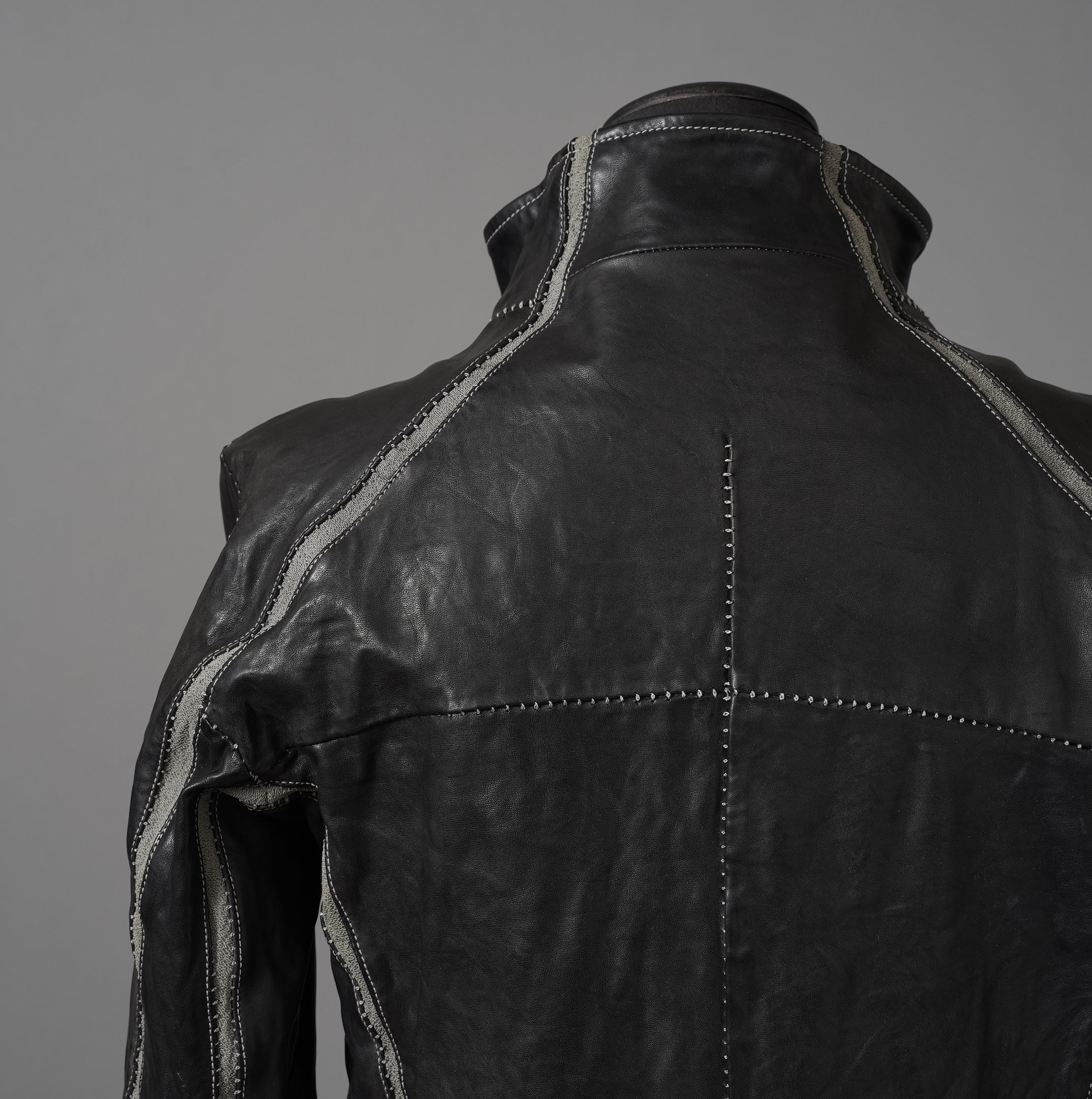 incarnation インカネーション / 22SS 美品 HORSE LEATHER HIGH NECK ZIP BLOUSON W ELASTIC LINED /size S (BLACK)