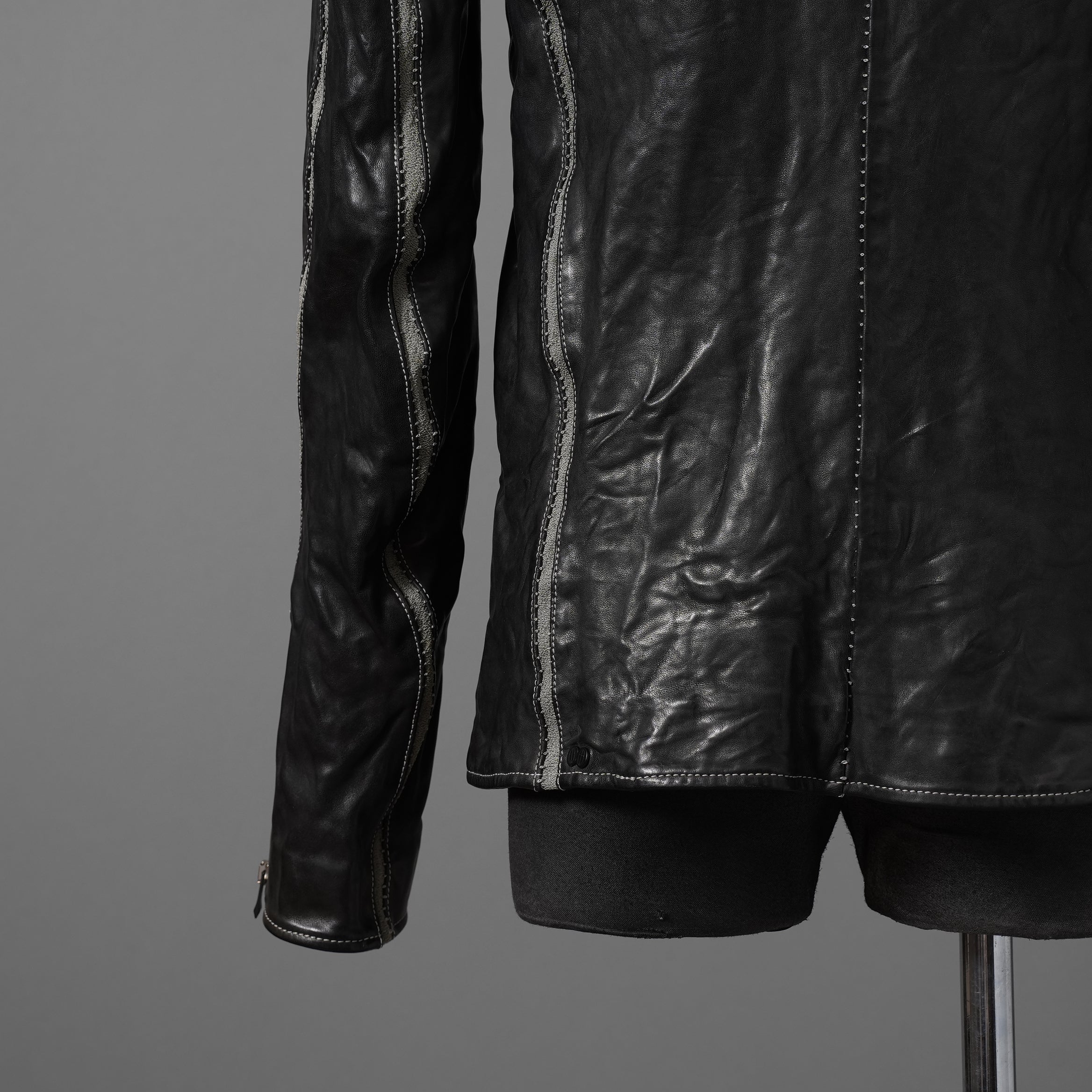 incarnation インカネーション / 22SS 美品 HORSE LEATHER HIGH NECK ZIP BLOUSON W ELASTIC LINED /size S (BLACK)