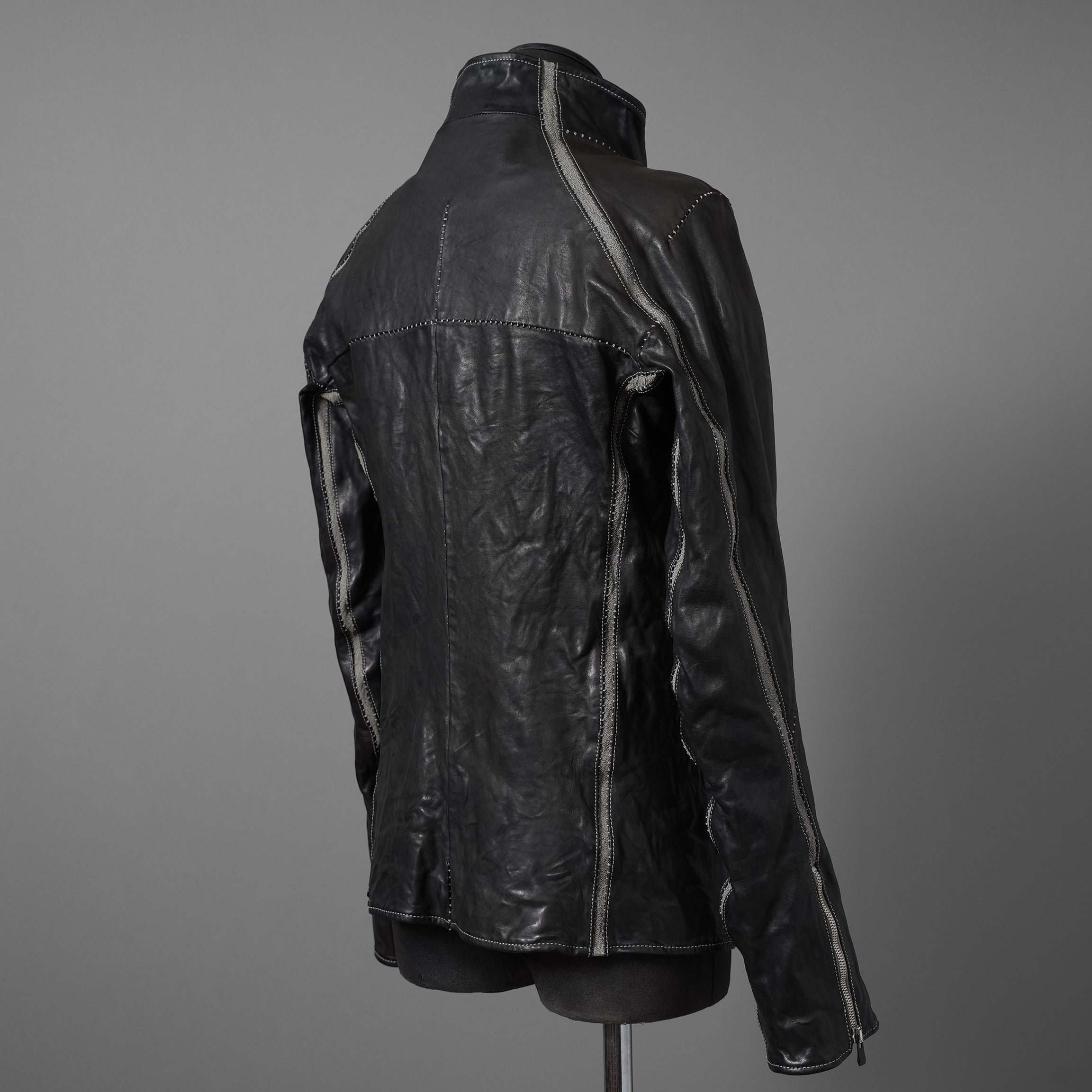 incarnation インカネーション / 22SS 美品 HORSE LEATHER HIGH NECK ZIP BLOUSON W ELASTIC LINED /size S (BLACK)